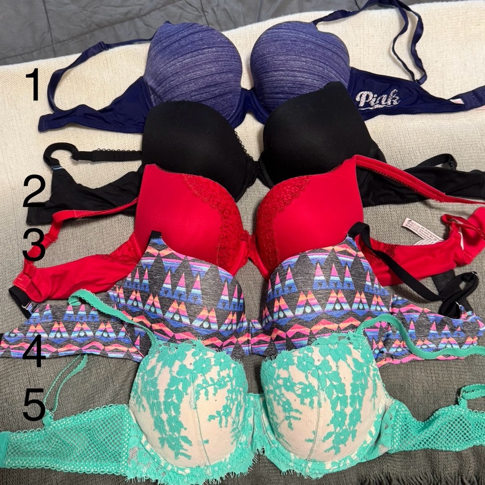 5 Victoria’s Secret and Pink bras 34D